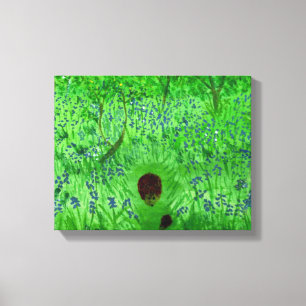 Bluebell Wood Hedgehogs Painting Spring Woodland Canvas Print