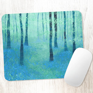 Bluebell Woodland Landscape Painting Mouse Pad