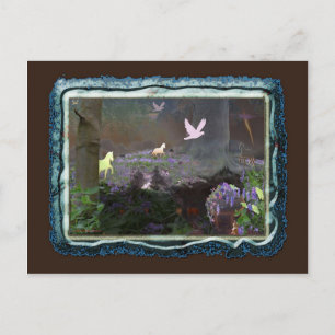 bluebellfield with unicorns postcard