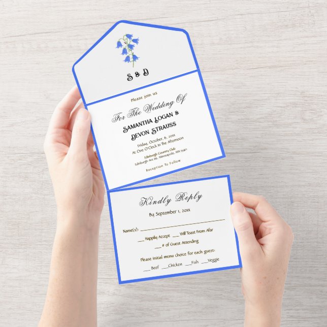 Bluebells All in One Wedding Invitation (Tearaway)