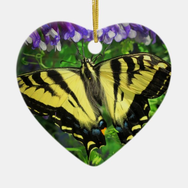 Bluebells and Butterfly Ceramic Tree Decoration (Front)