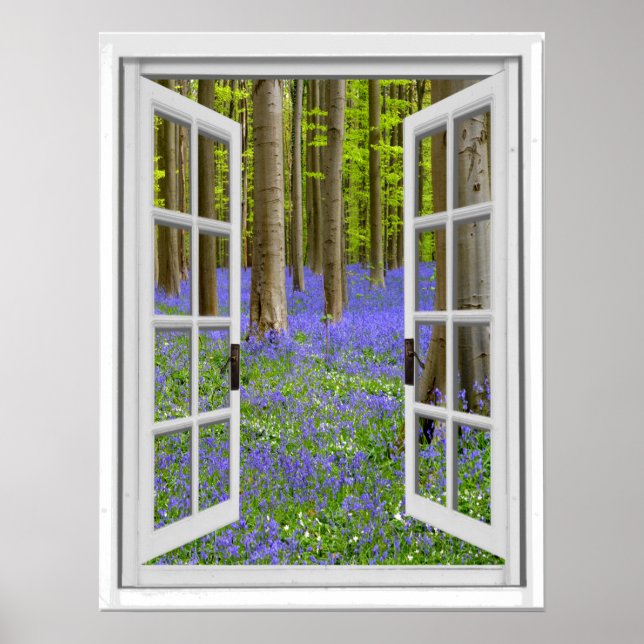 Bluebells and Trees View Fake Window Poster (Front)