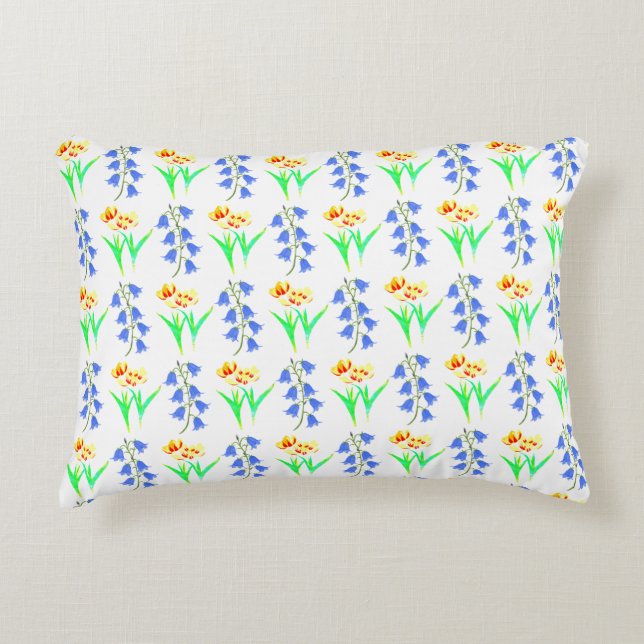 Bluebells and Tulips Accent Pillow (Front)