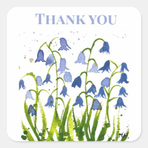 Bluebells Blue Floral Bridal shower Weddings  Square Sticker
