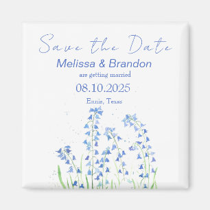 Bluebells Blue Floral Spring Rustic Wedding Magnet