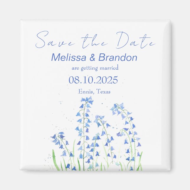 Bluebells Blue Floral Spring Rustic Wedding  Magnet (Front)