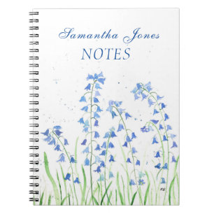 Bluebells Blue Floral Watercolor Botanical Nature Notebook
