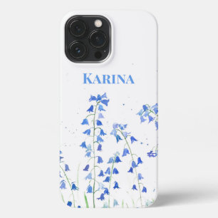 Bluebells blue floral Wildflower Nature Watercolor iPhone 13 Pro Max Case