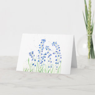 Bluebells blue flowers woodlands watercolor card