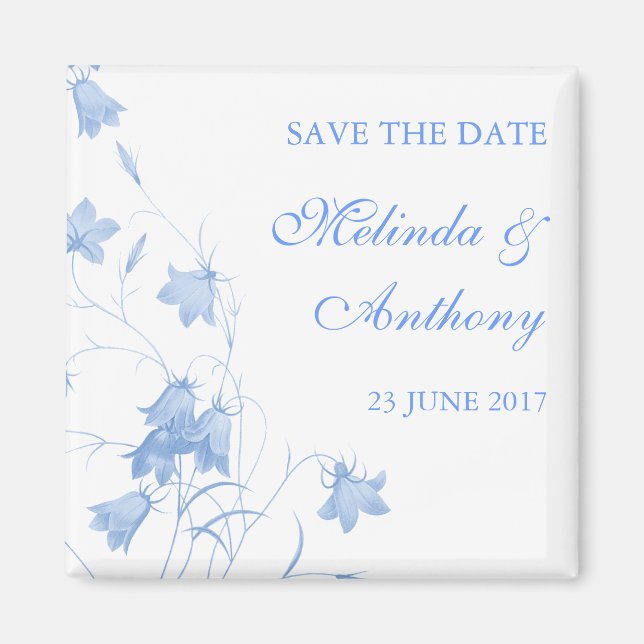 Bluebells - Blue Save the Date Magnet (Front)