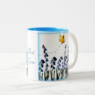 Bluebells Butterfly Floral Two-Tone Coffee Mug