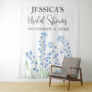 Bluebells Flowers Bridal Shower Welcome Sign Tapestry