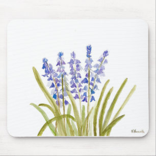 Bluebells flowers elegant watercolor mouse pad