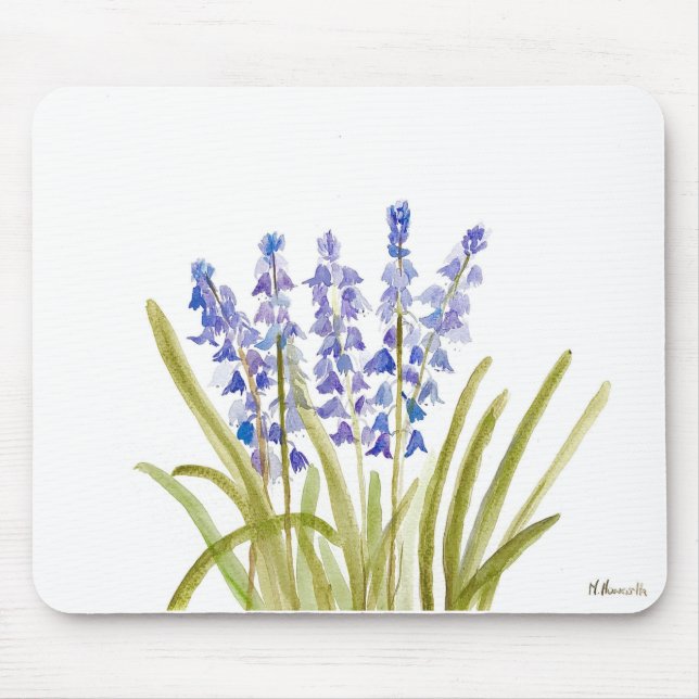 Bluebells flowers elegant watercolor mouse pad (Front)