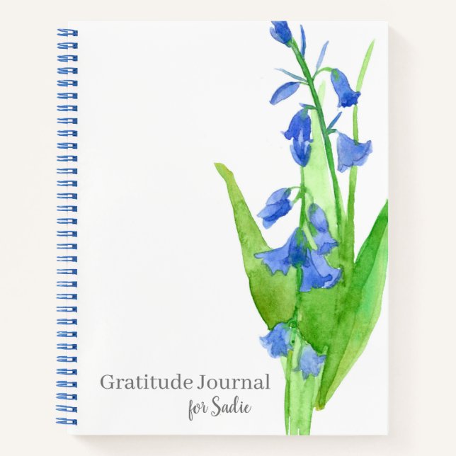 Bluebells Flowers Gratitude Personalised Journal (Front)