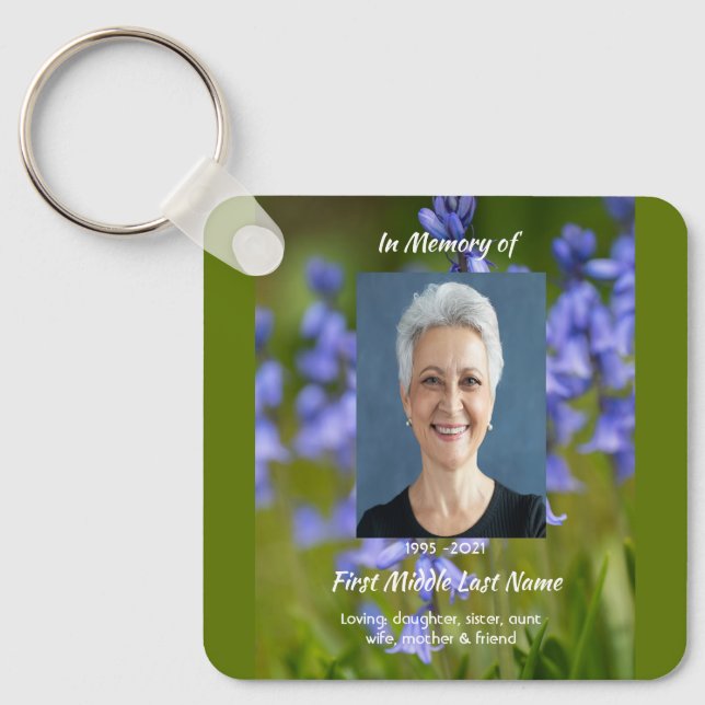  Bluebells Garden Flowers Memorial Keepsake  Key Ring (Front)