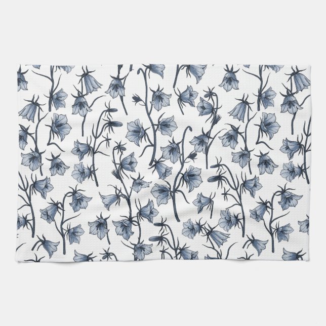 Bluebells, Harebells, Bellflowers Tea Towel (Horizontal)