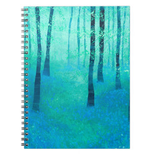 Bluebells in a Woodland Forest Landscape Painting Notebook