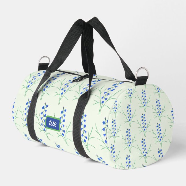 Bluebells Pale Green Duffel Bag (Left Corner)