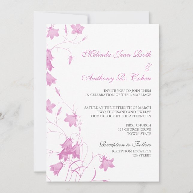 Bluebells - Violet 5x7 Wedding Invitation (Front)