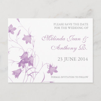 Bluebells - Violet Save the Date Postcard