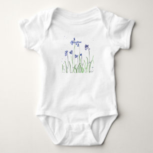 Bluebells watercolor Floral Blue Flowers Elegant Baby Bodysuit
