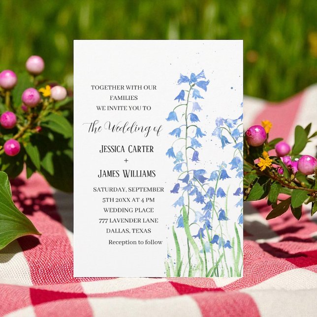 Bluebells Watercolor Floral Wedding Invitation (Creator Uploaded)