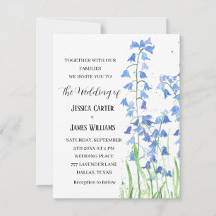Bluebells Watercolor Floral Wedding Invitation