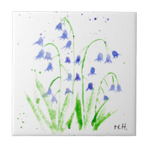 Bluebells watercolour floral blue pretty elegant c ceramic tile