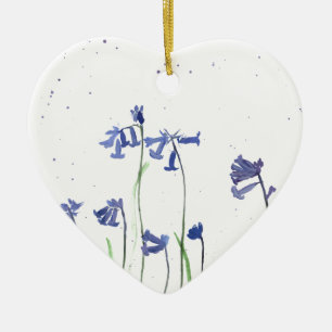 Bluebells watercolour painting ceramic tree decoration