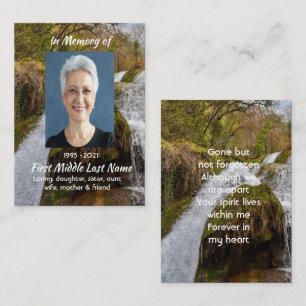 Bluebells Waterfall Landscape  Memorial Keepsake  Business Card