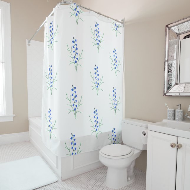 Bluebells White Shower Curtains (In Situ)