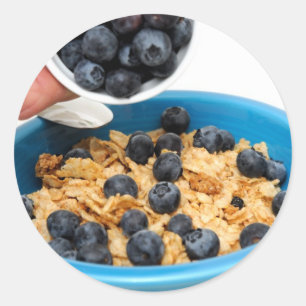 Blueberries And Cereal Closeup Classic Round Sticker