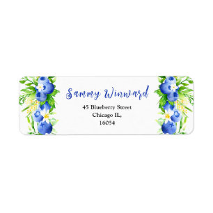 Blueberries and Foliage Baby Shower Return Address Label