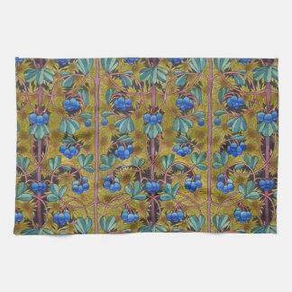 Blueberries and moss tea towel