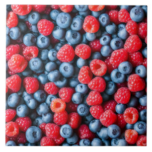 Blueberries and Raspberries Ceramic Tile