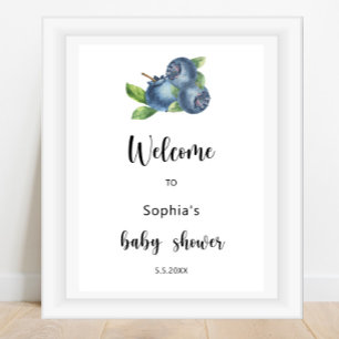 Blueberries baby shower poster