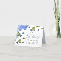 Blueberries Berry Thankful for You Thank You Card