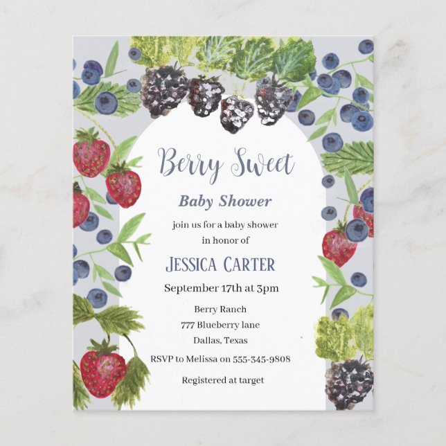 Blueberries Blueberry Fruit Baby Girl Boy shower  (Front)