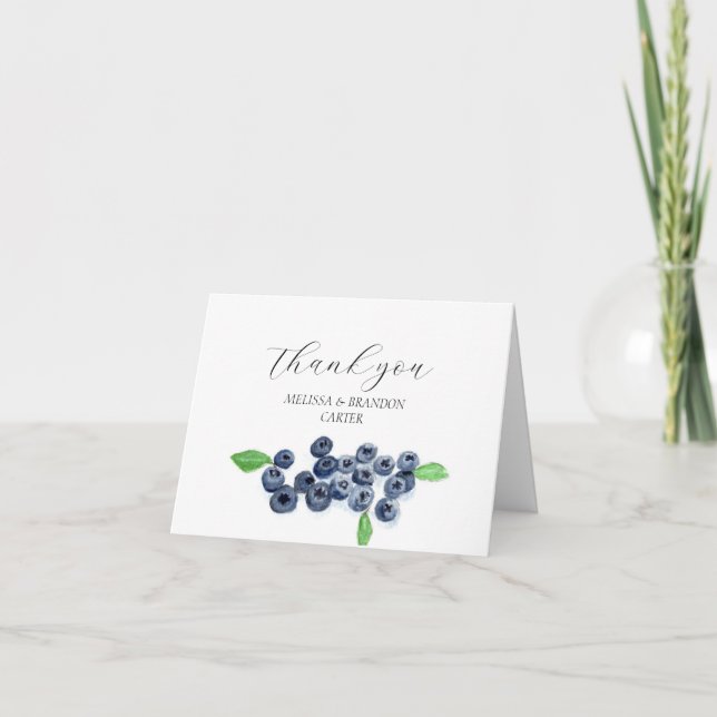 Blueberries Blueberry Fruit Wedding Thank you  Card (Front)