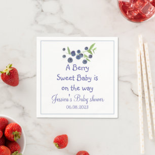 Blueberries Blueberry Fruits Baby Shower Party Napkin