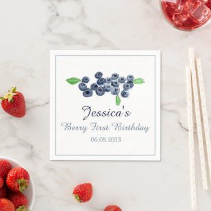 Blueberries Blueberry Fruits Birthday Party Napkin