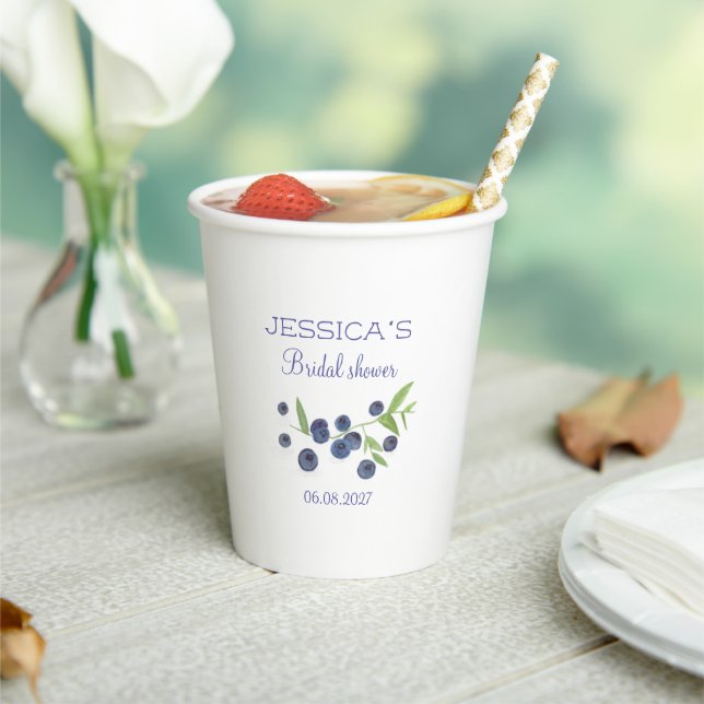 Blueberries Blueberry Fruits Bridal Shower Party Paper Cups (Insitu)