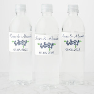 Blueberries Blueberry Fruits Summer Wedding  Water Bottle Label
