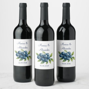 Blueberries Blueberry Fruits Summer Wedding Wine Label