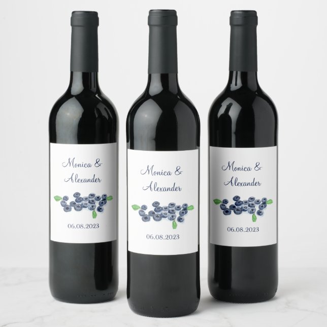 Blueberries Blueberry Fruits Summer Wedding  Wine Label (Bottles)