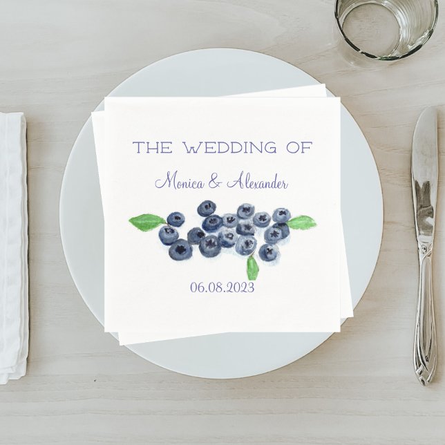 Blueberries Blueberry Fruits Wedding Party Napkin (Creator Uploaded)