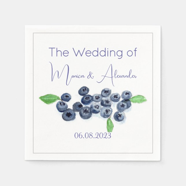 Blueberries Blueberry Fruits Wedding Party Napkin (Front)