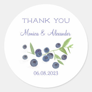 Blueberries Blueberry Fruits Wedding Thank you Classic Round Sticker