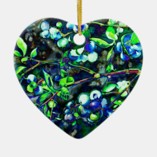 Blueberries Ceramic Ornament